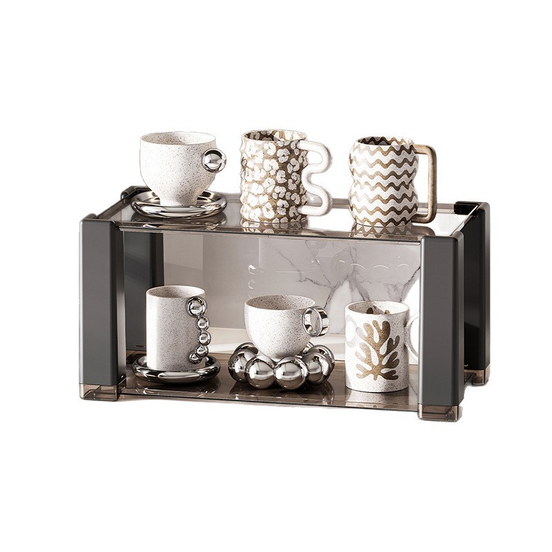 D47-9200 Water cup Storage rack, Cosmetics Lipstick figurine organizing rack, double-layer storage rack for office desks Application Scenario