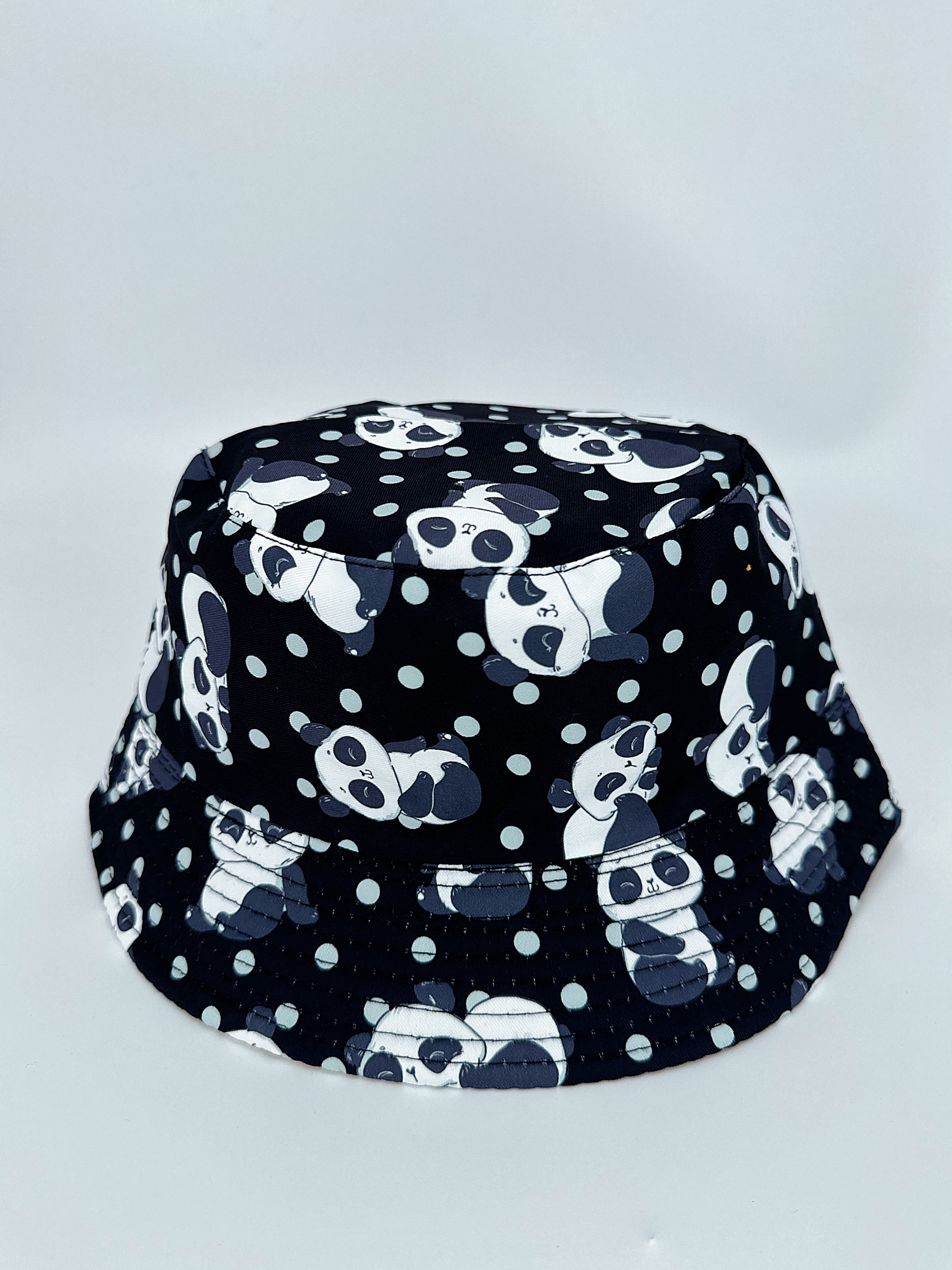 New spring and summer panda double-sided fisherman's hat, cute cartoon, versatile, outdoor sun protection, foldable for easy carrying, unisplendable, 54CM fisherman's hat for both men and women Specification drawing