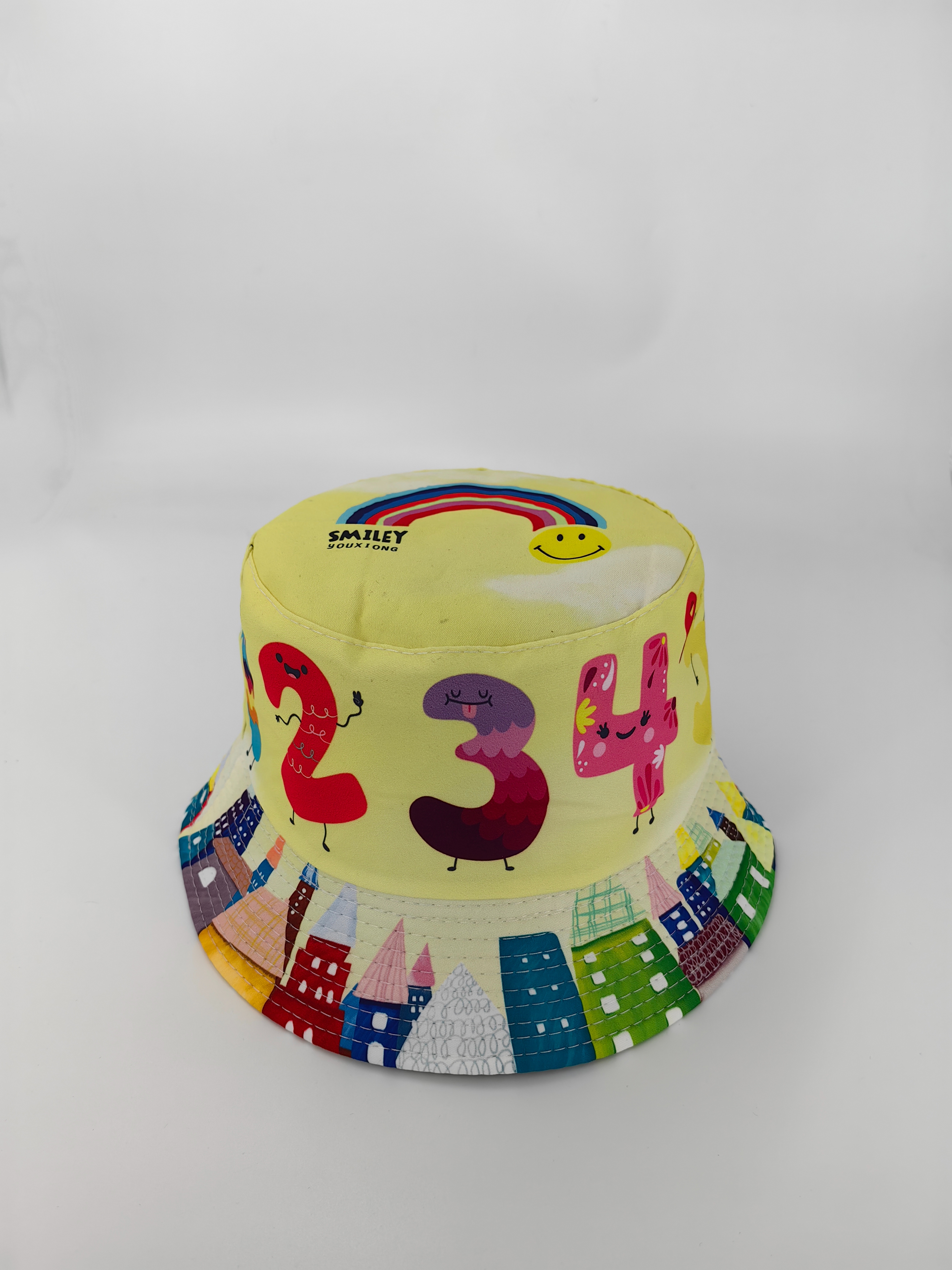 Spring and summer new styles 12345678, various expressions, double-sided wearing fisherman's hat, cute cartoon, versatile, outdoor sun protection, foldable, convenient to carry, men's and women's same style, pier circumference 54CM fisherman's hat details Picture