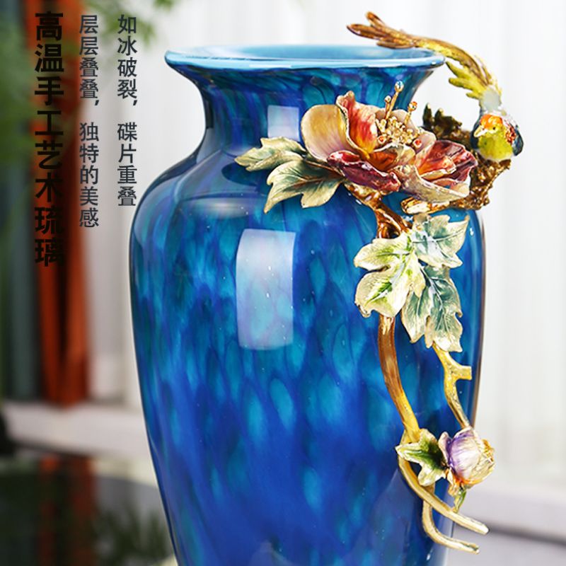 Enamel color vase ornaments, European-style entrance TV cabinet, creative living room glass vase ornaments, home decoration ornaments Item Picture