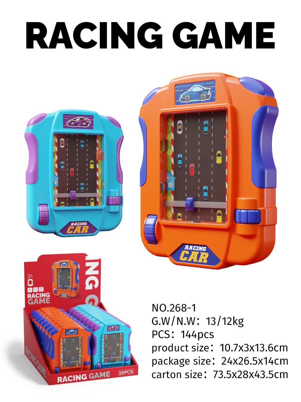TJ85589 Racing Game Console (16PCS single unit price, 2-color mixed set) details Picture