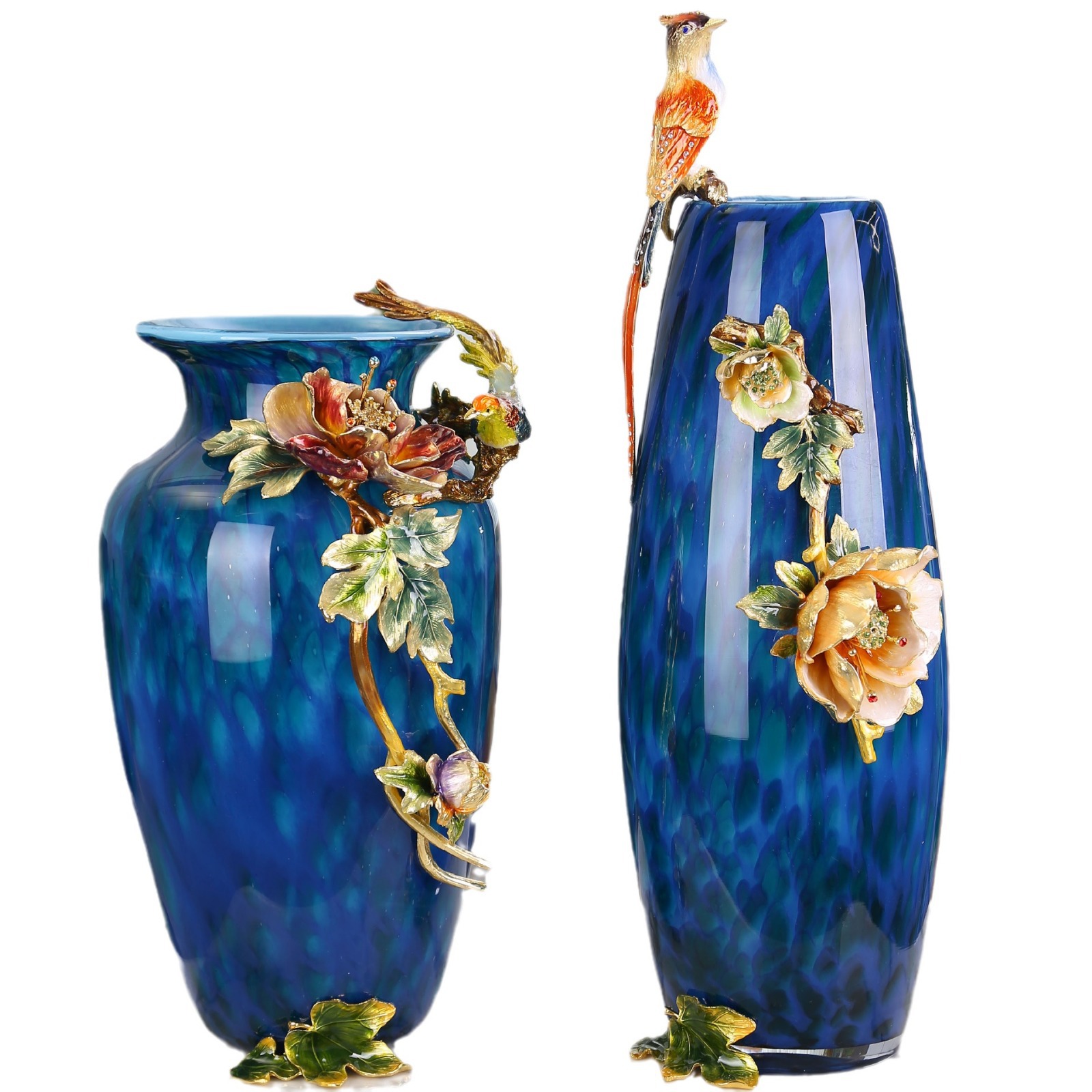 Enamel color vase ornaments, European-style entrance TV cabinet, creative living room glass vase ornaments, home decoration ornaments