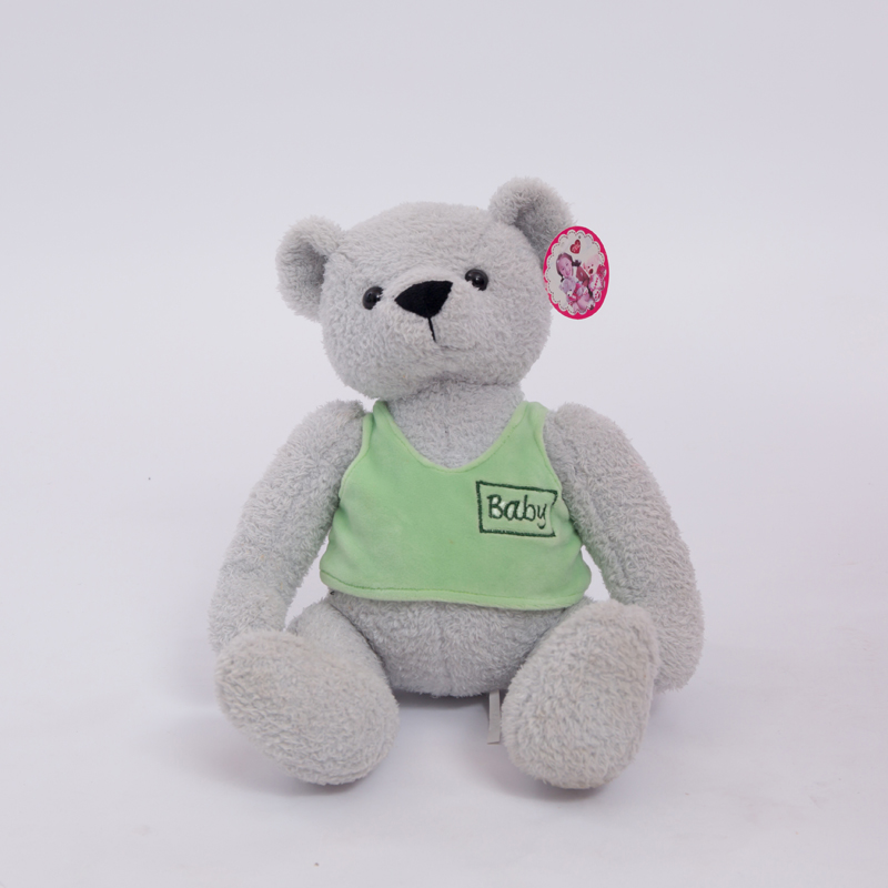 欧美跨境毛绒玩具背心款毛绒坐熊可定制LOGO和颜色