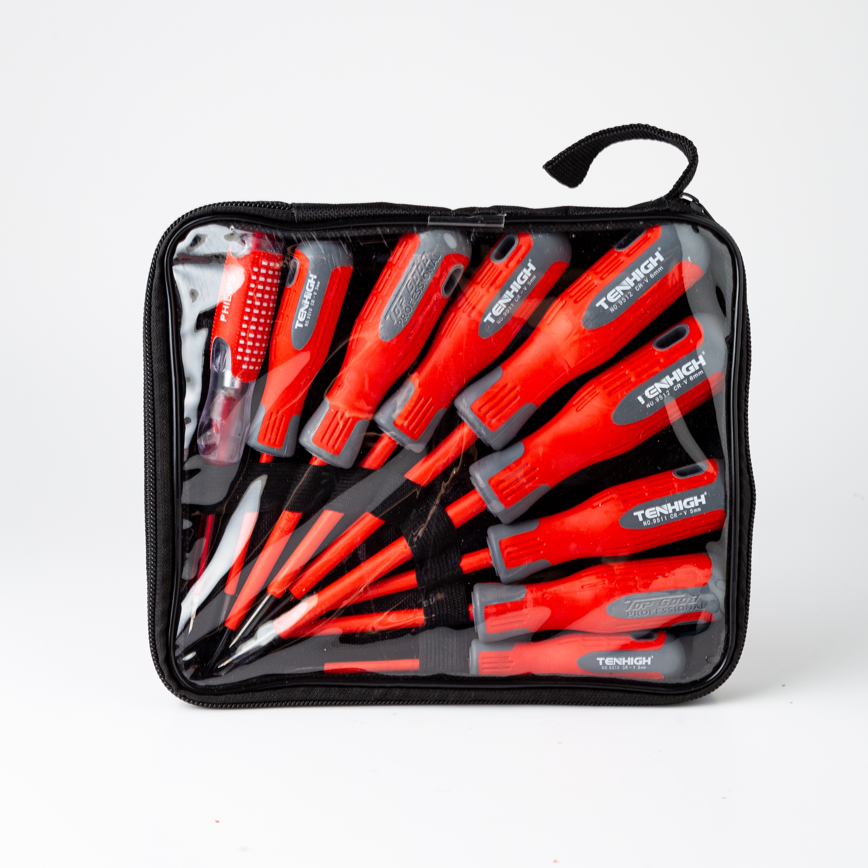 TENHIGH 高邦五金 厂家直销电工绝缘螺丝刀工业 家用螺丝刀 手动工具 测电笔 多用螺丝刀套装9512