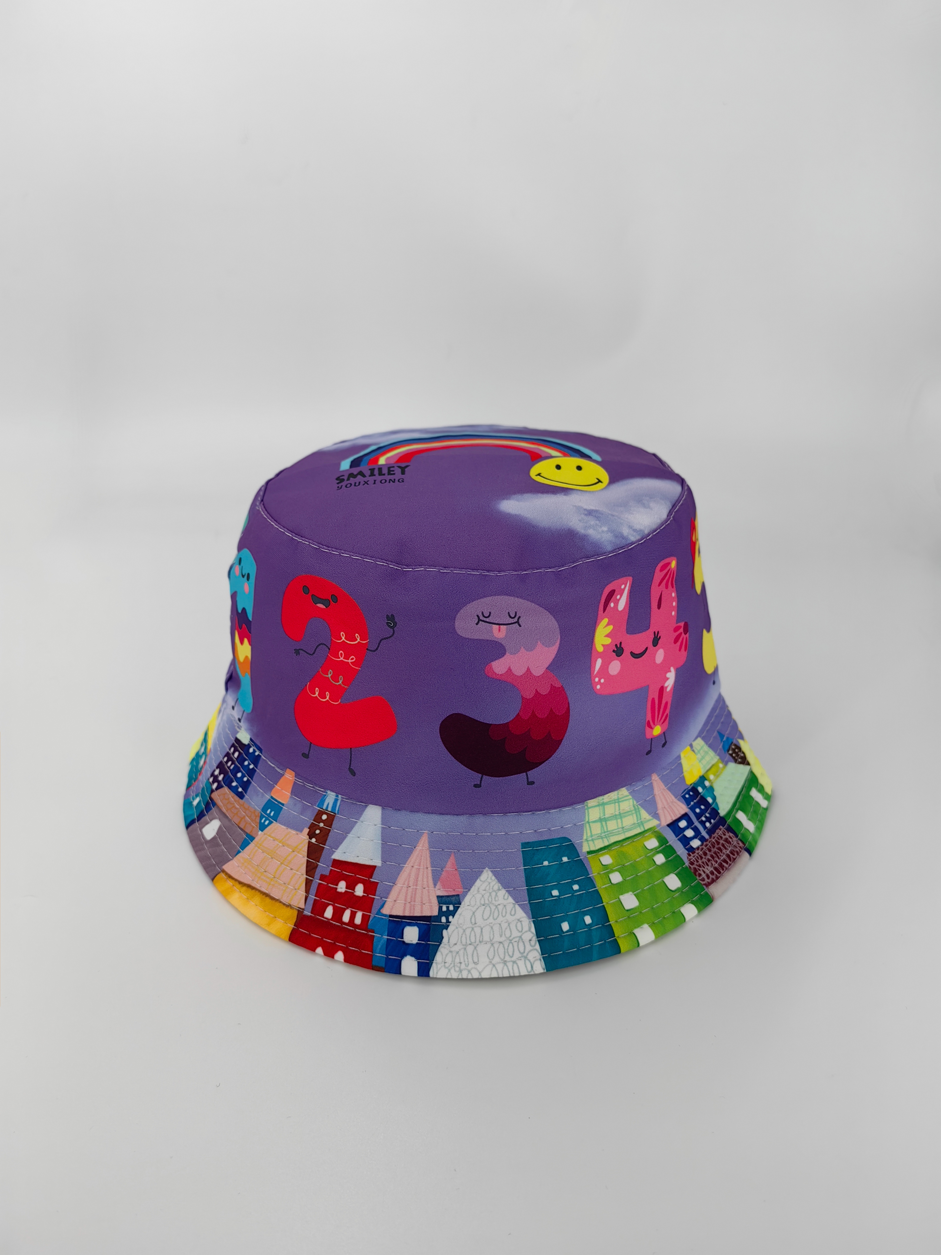 Spring and summer new styles 12345678, various expressions, double-sided wearing fisherman's hat, cute cartoon, versatile, outdoor sun protection, foldable, convenient to carry, men's and women's same style, pier circumference 54CM fisherman's hat full figure
