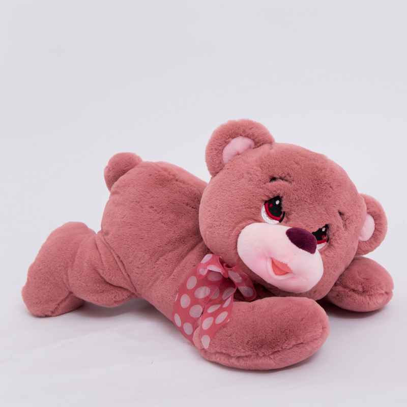 欧美跨境毛绒儿童玩具可爱粉色趴趴狗丝带围巾狗刺绣眼睛公仔