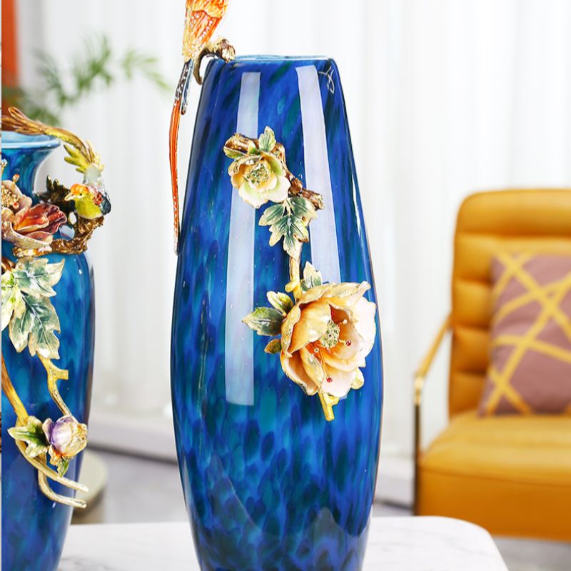 Enamel color vase ornaments, European-style entrance TV cabinet, creative living room glass vase ornaments, home decoration ornaments details Picture