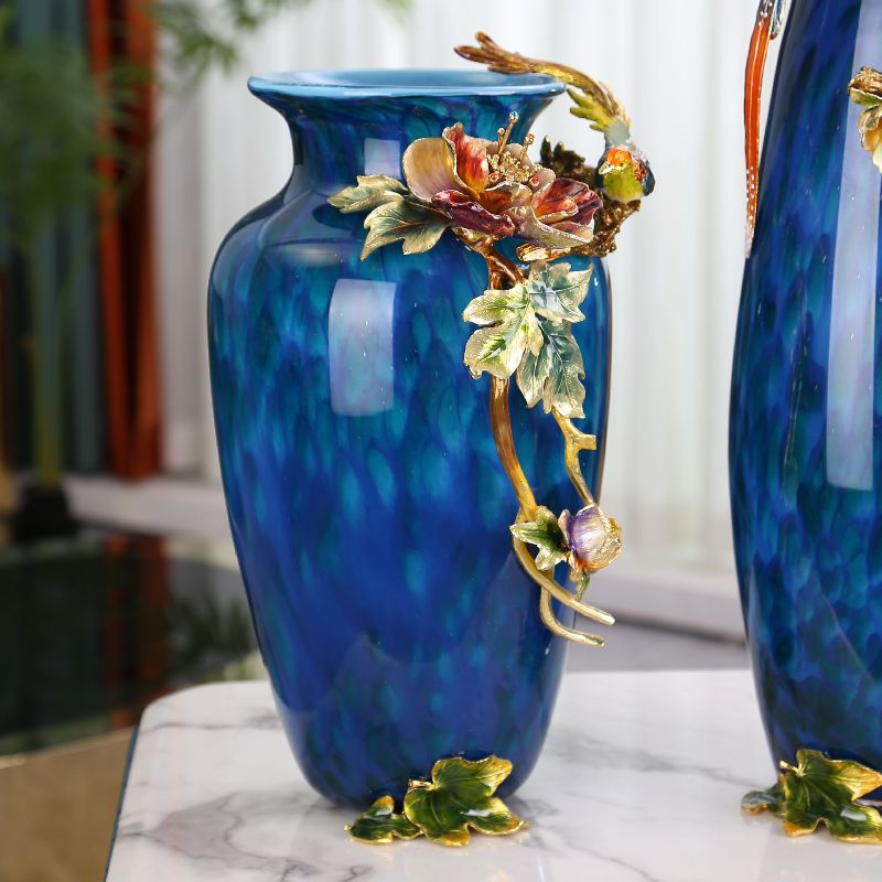 Enamel color vase ornaments, European-style entrance TV cabinet, creative living room glass vase ornaments, home decoration ornaments Specification image