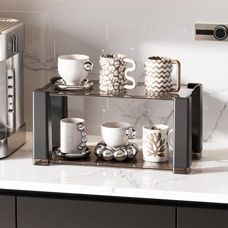 D47-9200 Water cup Storage rack, Cosmetics Lipstick figurine organizing rack, double-layer storage rack for office desks