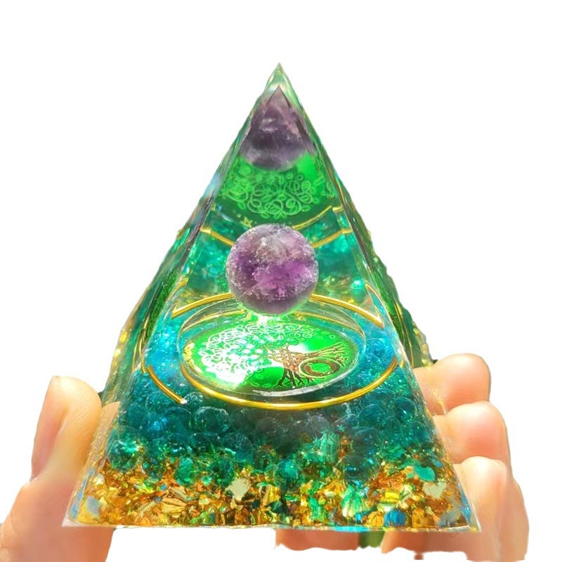 Cross-border foreign trade best-selling crystal balls, pyramid crystal crushed stone resin, home desktop handcrafted ornaments pic 4