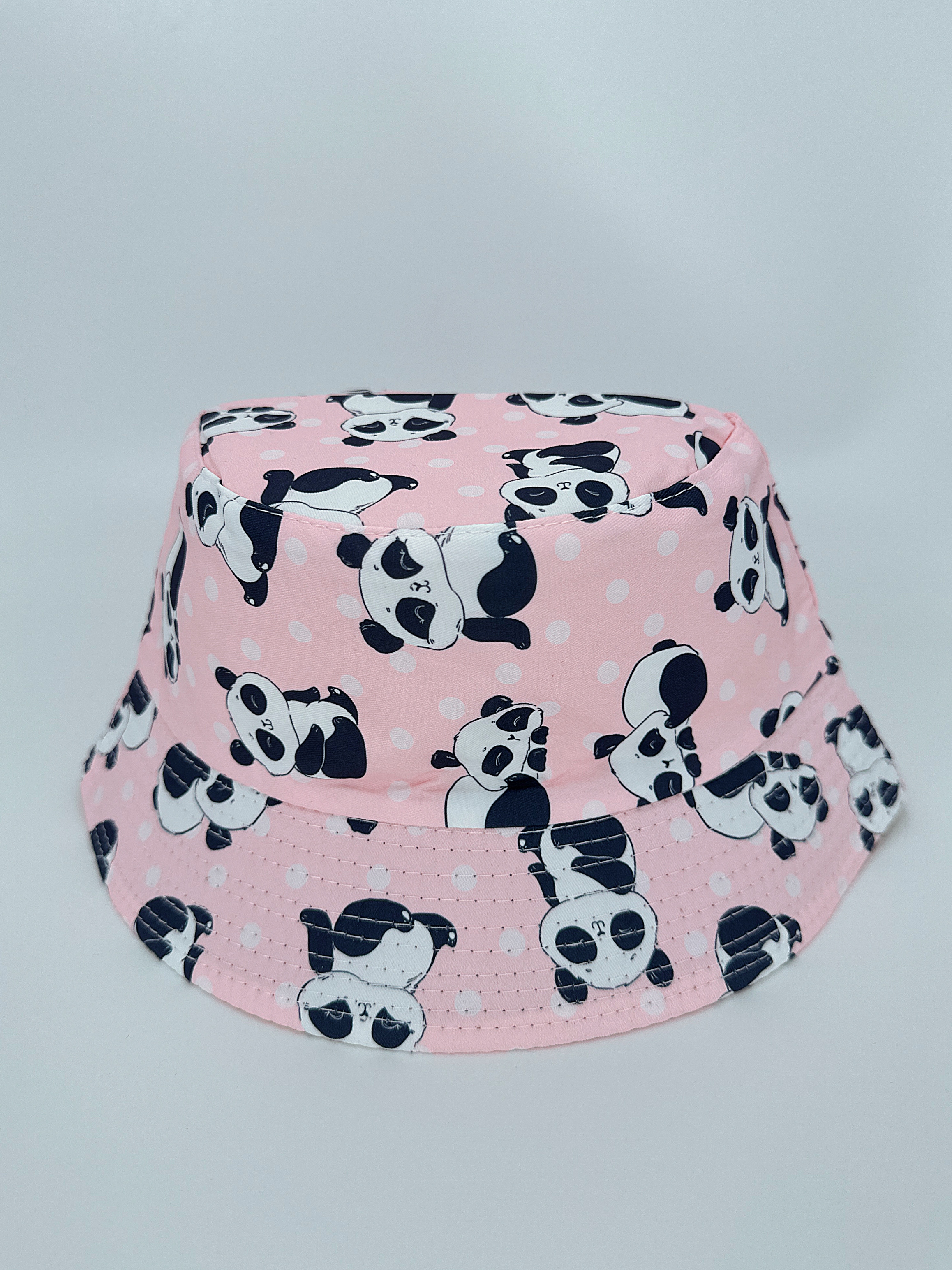 New spring and summer panda double-sided fisherman's hat, cute cartoon, versatile, outdoor sun protection, foldable for easy carrying, unisplendable, 54CM fisherman's hat for both men and women full figure