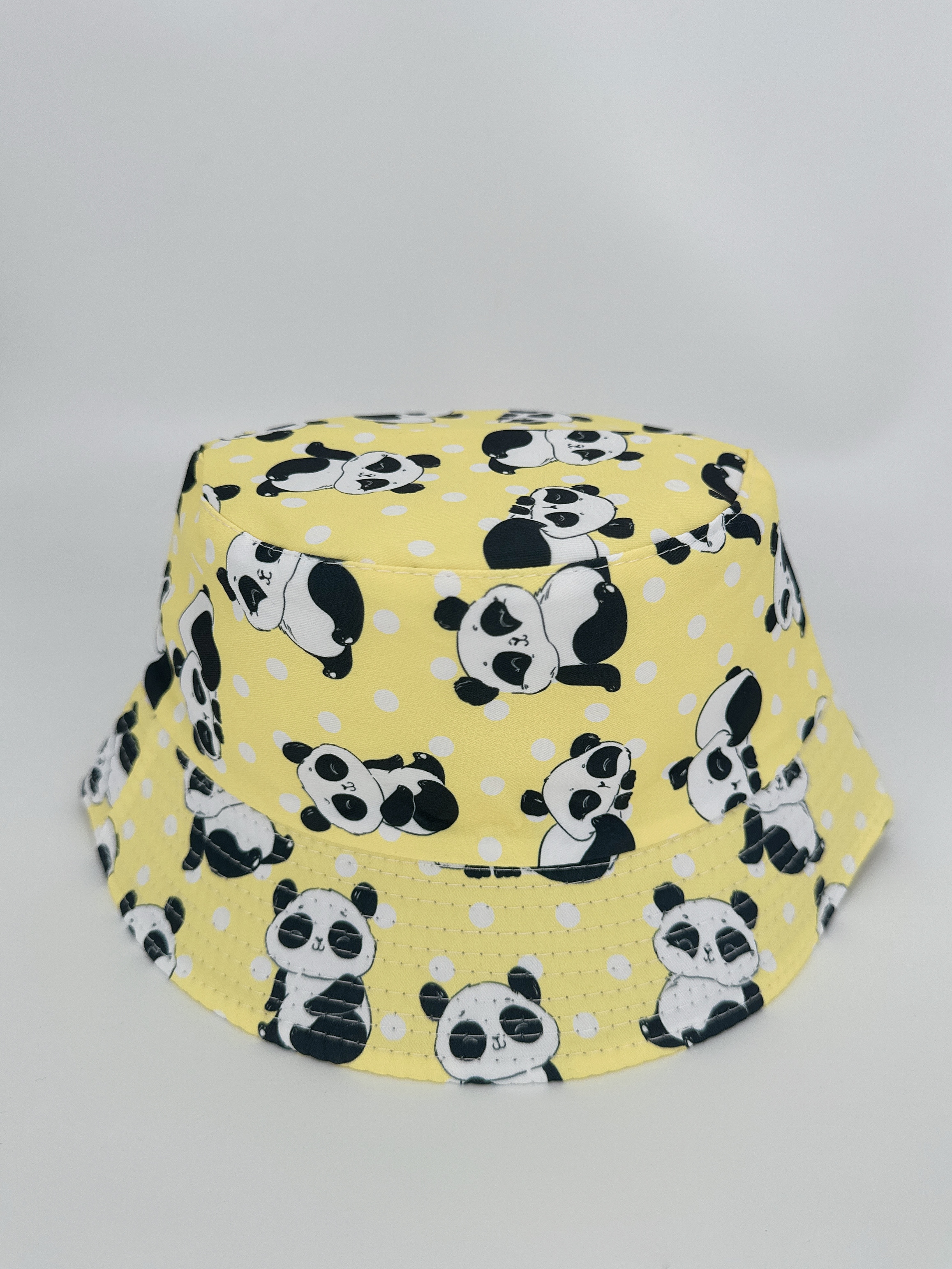 New spring and summer panda double-sided fisherman's hat, cute cartoon, versatile, outdoor sun protection, foldable for easy carrying, unisplendable, 54CM fisherman's hat for both men and women details Picture