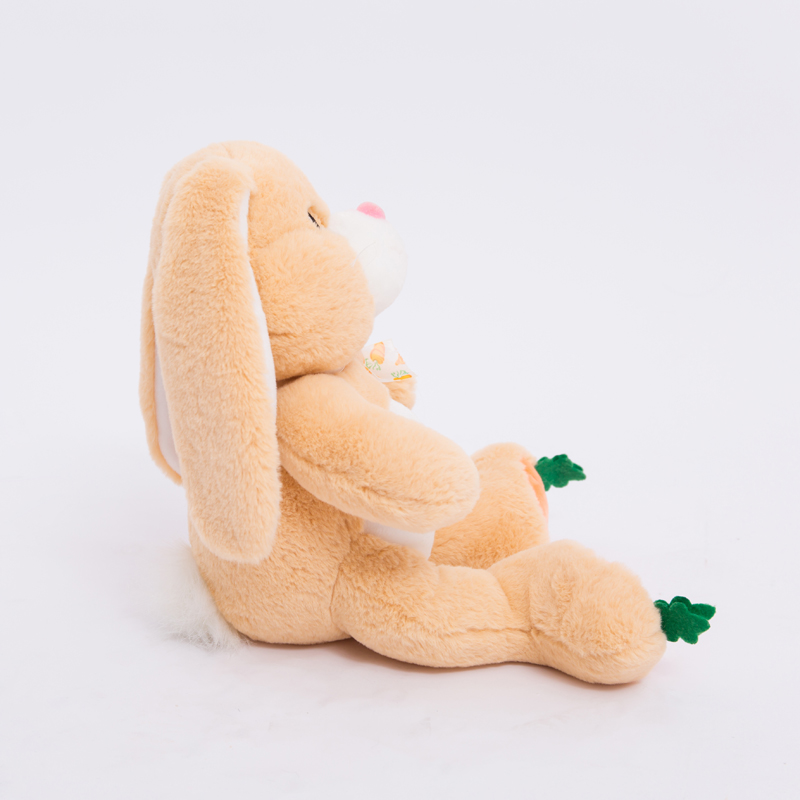 European and American cross-border Halloween rabbit plush toy with big ears, ribbon style, orange plush rabbit embroidered eyes, customizable LOGO Item Picture