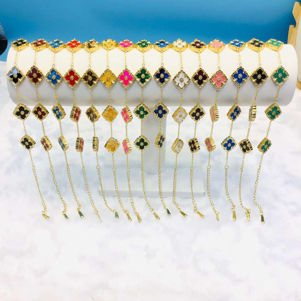 不锈钢四叶草手链时尚新款钛钢外贸手链18K饰品手链简约