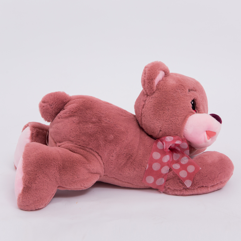 European and American cross-border plush children's toys, cute pink pappa dog ribbon scarf, dog embroidered eye figurine Item Picture