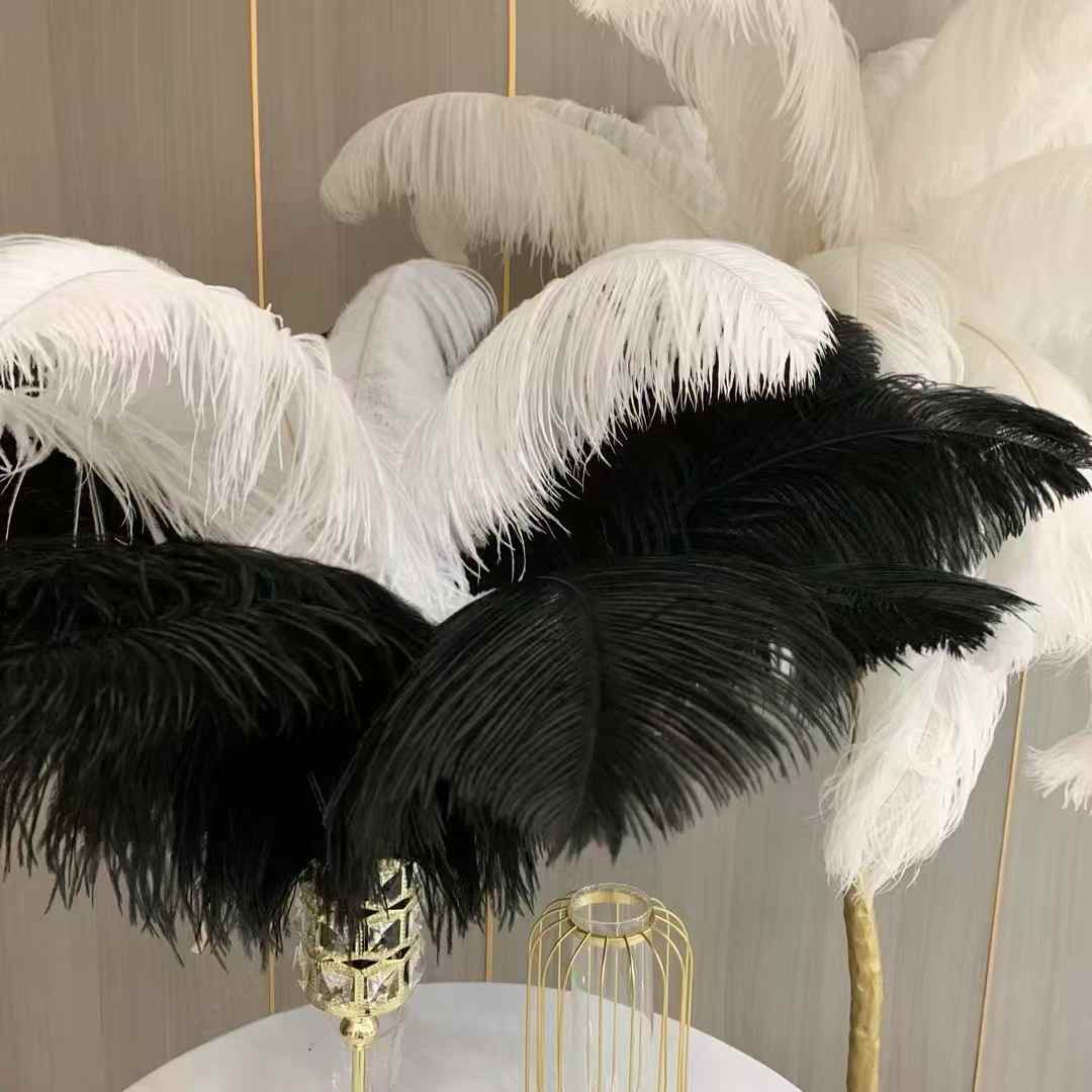 优质细杆鸵鸟毛白色羽毛diy婚礼婚庆装饰摆件服装配件