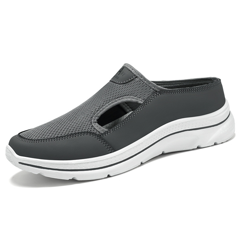 Men's shoes with hollowed-out half-slippers, soft-soled, comfortable and casual, one-step dad shoes, breathable and non-smelly feet, mesh shoes, single shoes Item Picture