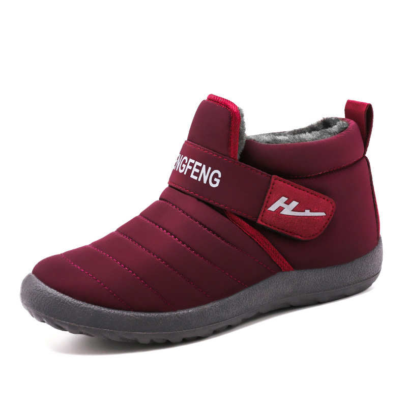 Women's cotton shoes, cold-proof and warm snow boots, fleece and thickened ankle boots, Velcro style women's boots, soft-soled comfortable cotton boots Item Picture