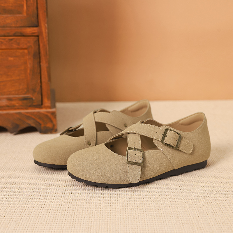 Leather Birken shoes for summer 2024, new style, toe cap, cross-belt, semi-cool slippers, fashionable and breathable lazy shoes for children to wear outside Application Scenario