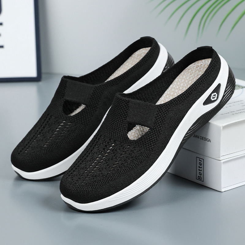 Women's shoes, versatile casual shoes, breathable headband, half-drawstring, one-foot lazy shoes, mesh woven shoes, soft-soled single shoes Specification drawing