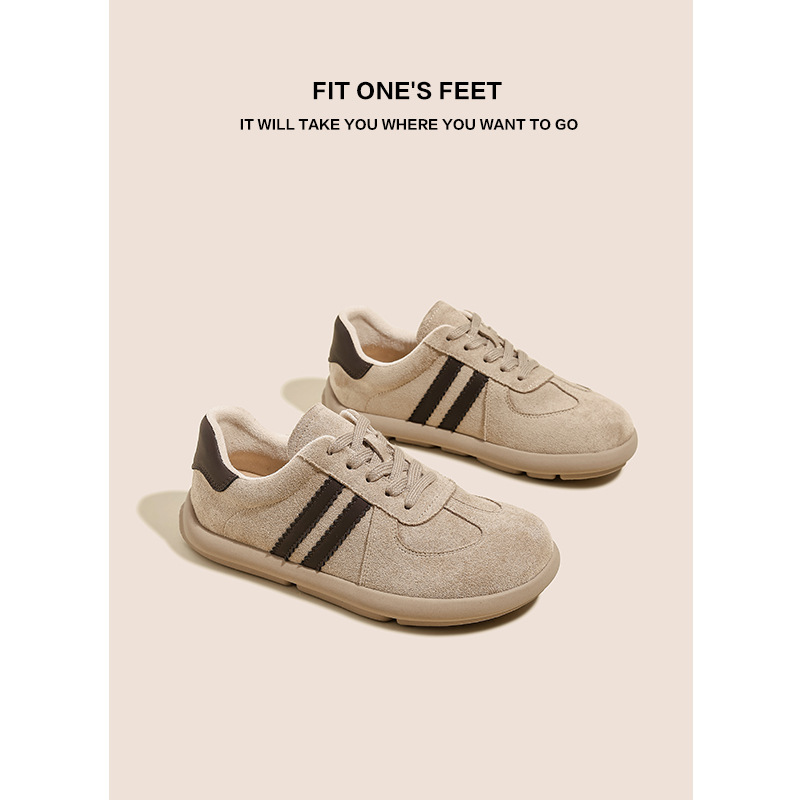 Leather retro German training shoes for women, 2024 new style, side-toed, soft-soled, soft-upper, insole, height-increasing, casual and versatile student Burken shoes details Picture