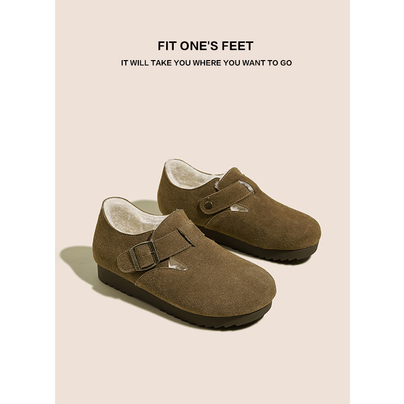 Full-thick-soled insole height-increasing Boken shoes for women's 2024 autumn/winter new style fleece Boken shoes, fleece Boken shoes, full-bag single shoes Specification drawing
