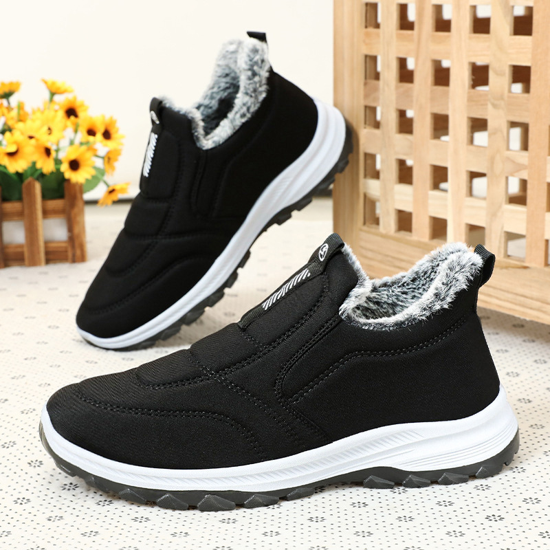 Men's winter cross-border large-sized cotton boots, one-foot fleece and thickened couple snow boots, warm senior boots, short boots full figure