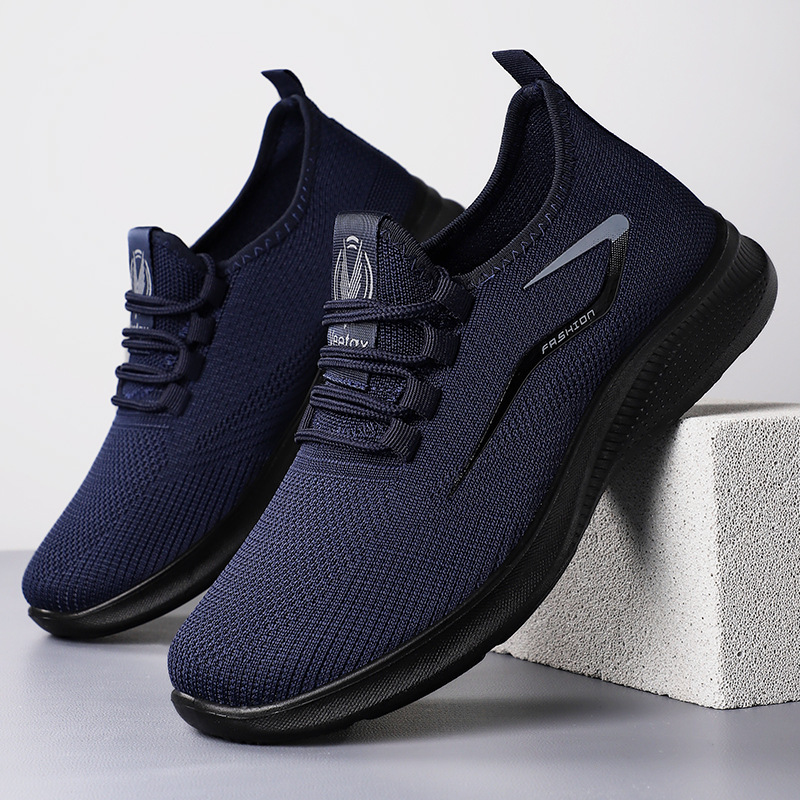Men's casual shoes, cross-border large-sized temu flying woven shoes, breathable mesh shoes, versatile men's shoes, soft-soled comfortable single shoes details Picture