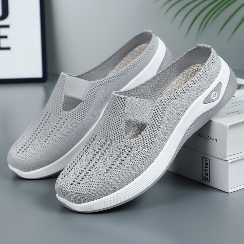 Women's shoes, versatile casual shoes, breathable headband, half-drawstring, one-foot lazy shoes, mesh woven shoes, soft-soled single shoes details Picture