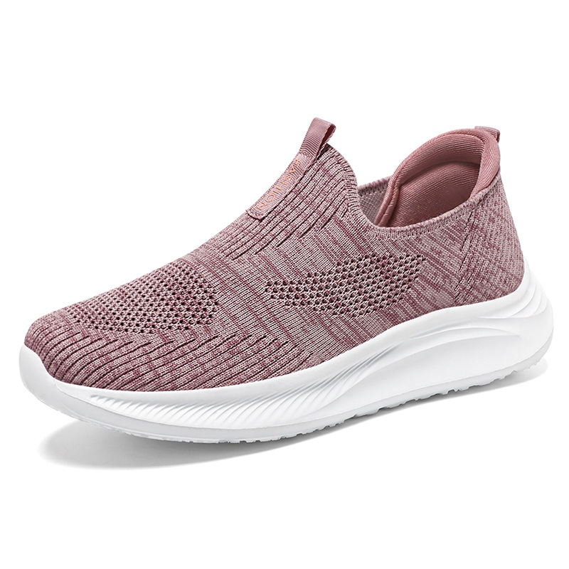 Women's casual shoes, shoes for middle-aged and elderly mothers, breathable single shoes with woven mesh, lazy shoes for one foot, versatile women's shoes Item Picture