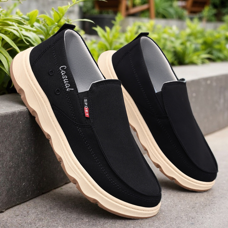 Men's casual shoes, soft-soled old Beijing cloth shoes, breathable single shoes, one-step lazy shoes, versatile men's shoes, workwear shoes full figure