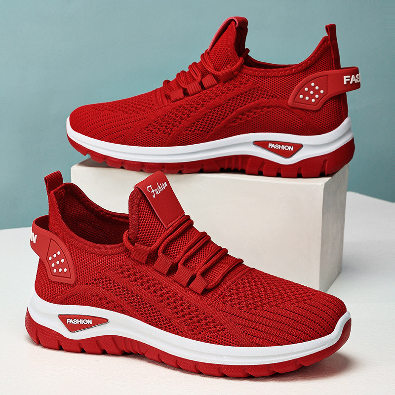 Women's cross-border large-sized women's shoes, breathable sports shoes made of flying fabric, TEMU casual shoes, single shoes, solid color, versatile mesh shoes Application Scenario