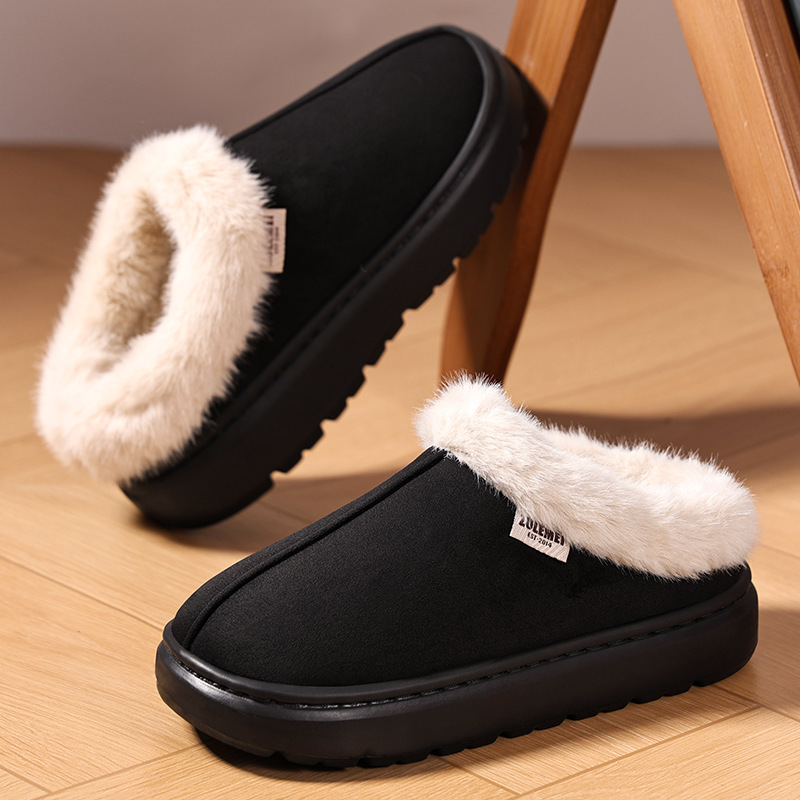 Shoes, women's shoes, winter furniture, shallow cotton slippers, woolen shoes, cross-border fleece and thickened cotton shoes, solid color versatile cotton boots Application Scenario