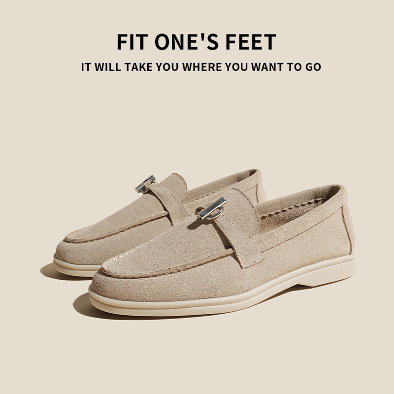25 classic autumn export leather soft-soled fringed LP loafers with round toe, comfortable one-step casual shoes for both men and women full figure