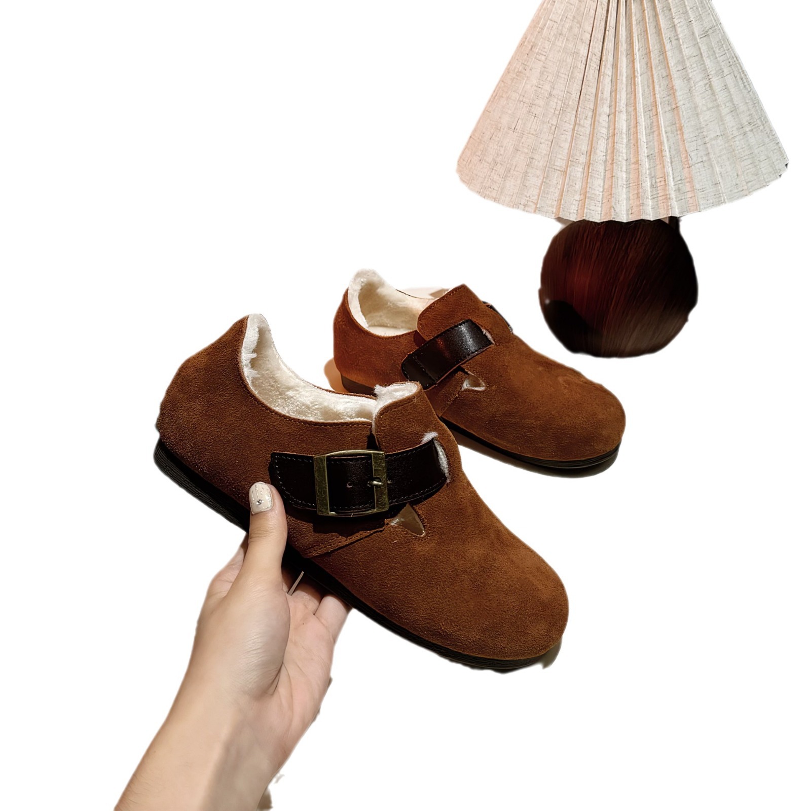 2023 [i Su Yin Yin] Genuine Leather Edition ~ Retro Genuine leather Inner Height-Increasing Hairy Burken Single Shoe Women's Full Package in multiple colors Item Picture
