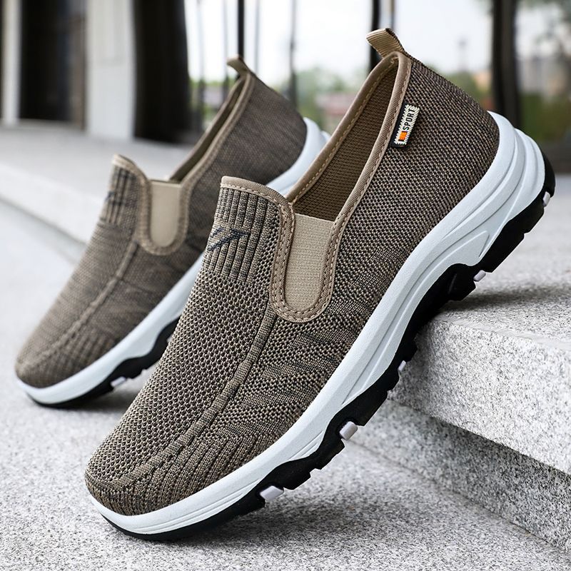 Men's shoes, men's casual shoes, breathable mesh shoes, soft-soled comfortable dad shoes, one-step men's single shoes, versatile flying woven shoes full figure