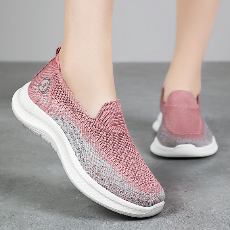 Summer's new style of old Beijing cloth shoes, casual women's single shoes, flying weave breathable women's shoes, soft-soled comfortable mom shoes Specification drawing
