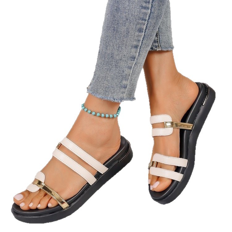 Wholesale of large-sized, cross-color, outdoor cooling slippers for women in the 2025 summer style of foreign trade women's shoes and slippers Item Picture