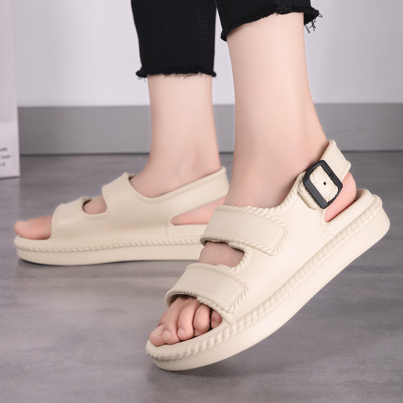 Summer new women's shoes and sandals: perforated, breathable and non-stuffy flat sandals, cross-border large-sized casual shoes, outerwear single shoes details Picture