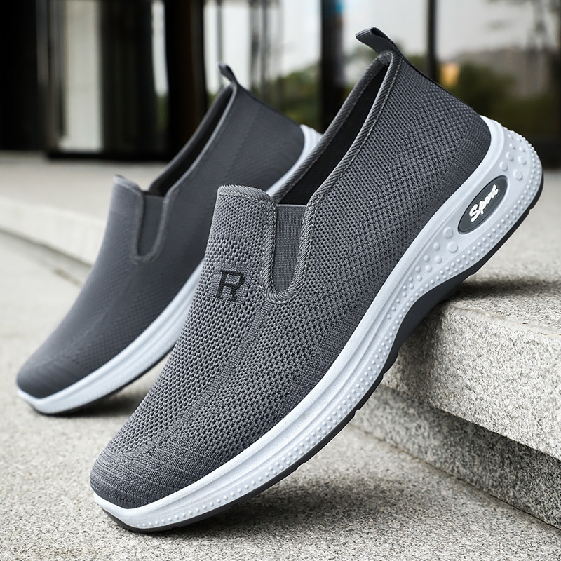 Men's casual shoes, breathable mesh shoes, one-step lazy shoes, dad shoes, soft-soled comfortable single shoes, men's shoes full figure