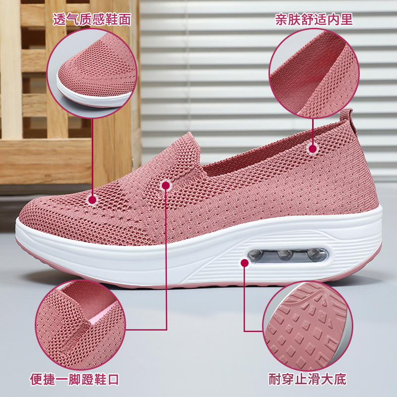TEMU cross-border shipping for the new spring collection of women's shoes. One pair of breathable, fli-woven, shock-absorbing and air-cushioned women's single shoes Application Scenario