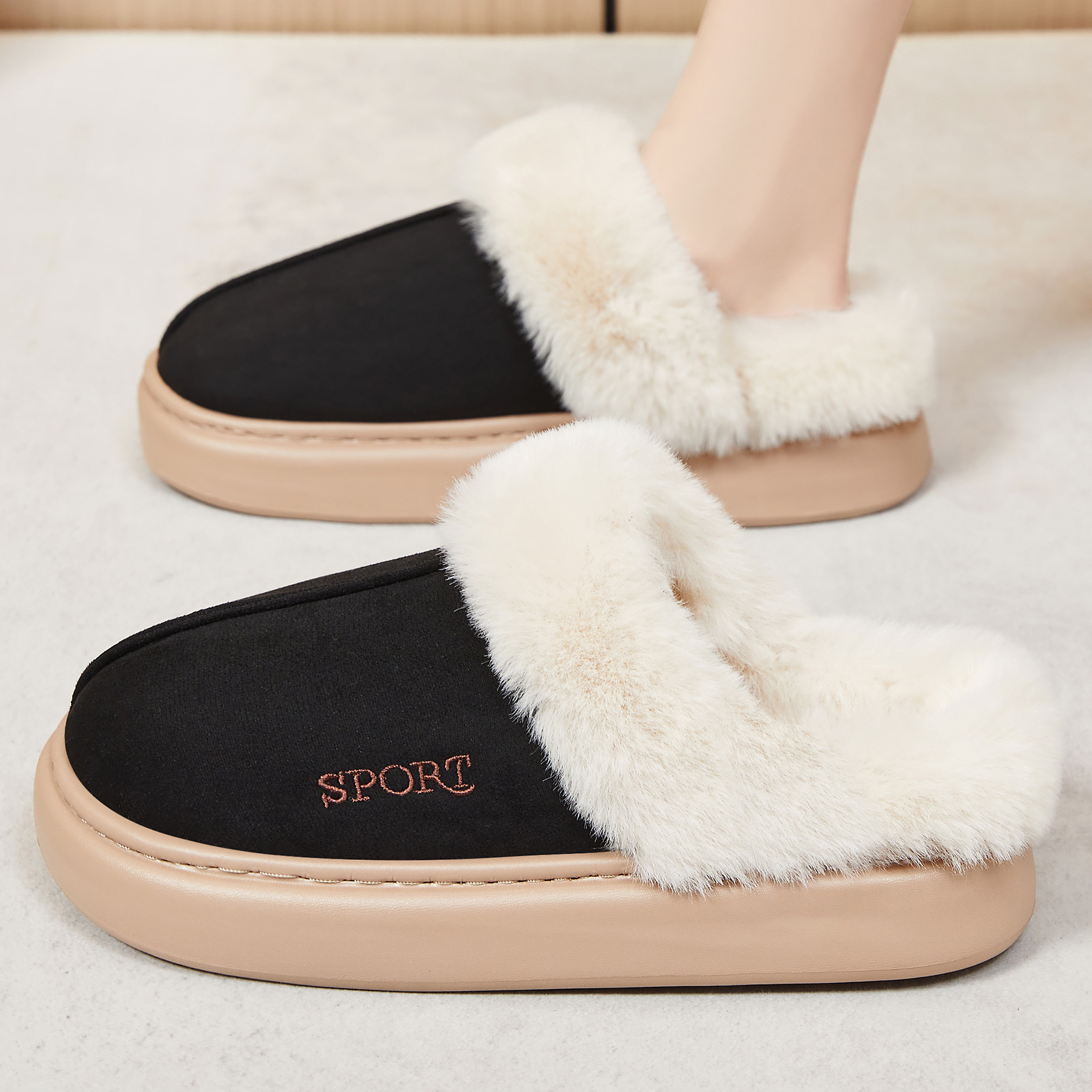 New women's shoes: fleece and thickened women's cotton boots, versatile short boots, oversized cross-border, one-foot women's cotton boots details Picture