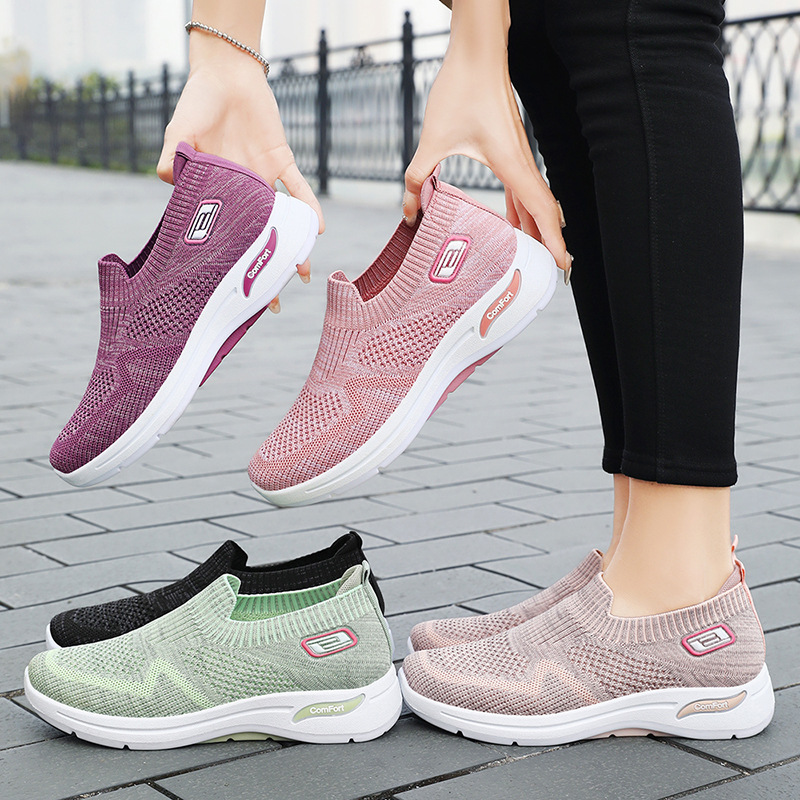 Women's casual shoes, cross-border woven breathable single shoes, one-step lazy shoes, soft-soled mom shoes, versatile women's shoes Application Scenario