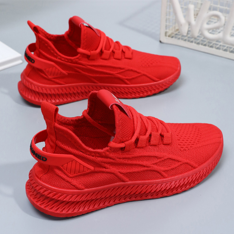 Women's shoes, versatile solid color casual shoes, breathable sports shoes made of flying fabric, foreign trade women's shoes, fitness training running shoes Application Scenario