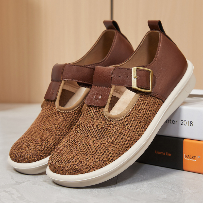 New spring casual and versatile women's shoes, lightweight and breathable, single shoe with buckle soft sole, no smelly feet, mom shoes details Picture