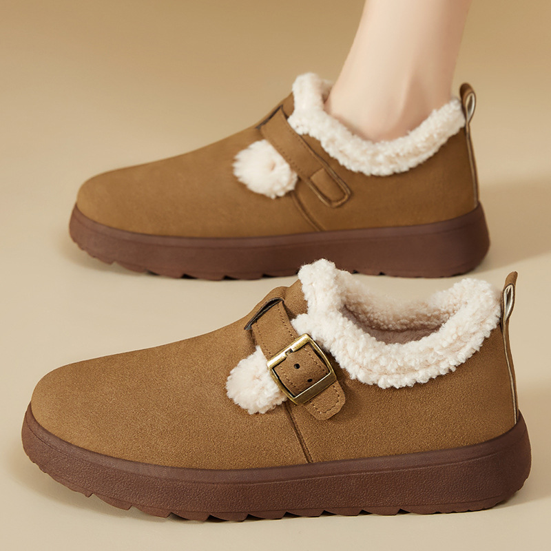 Women's winter cotton shoes with fleece and thickened snow boots, cold-proof and warm cotton boots, cross-border versatile short boots, and outerwear women's boots details Picture