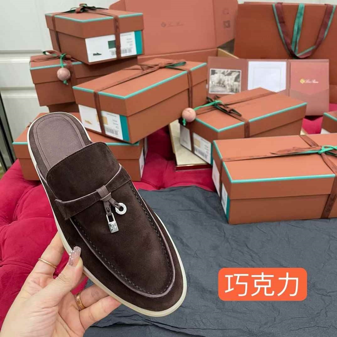 LP genuine leather loafers, women's backheel slippers, spring bean shoes. Wearing one flat, retro-style single shoe on the outside is comfortable Specification drawing