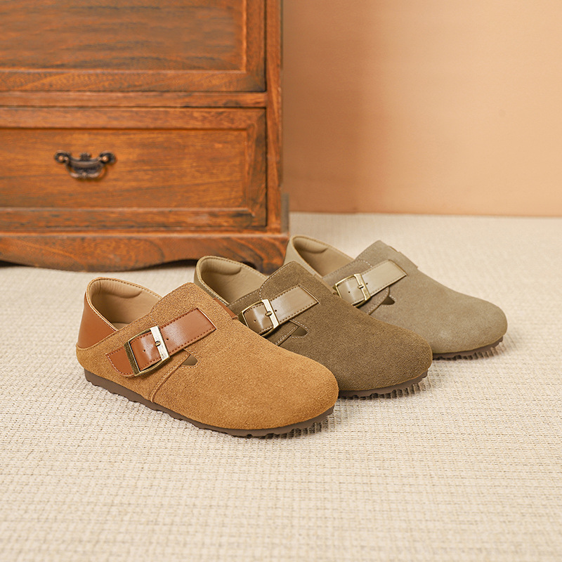 Retro Boken shoes for women, 2024 new Spring and autumn all-inclusive Japanese Boken shoes, lazy soft-soled casual single shoes, bean shoes full figure