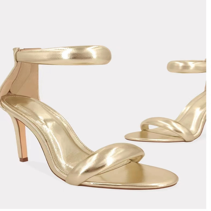 European and American summer high-heeled pointed-toe fashion shoes for women's catwalk, thin-heeled sandals, cross-border heels with zipper sandals details Picture