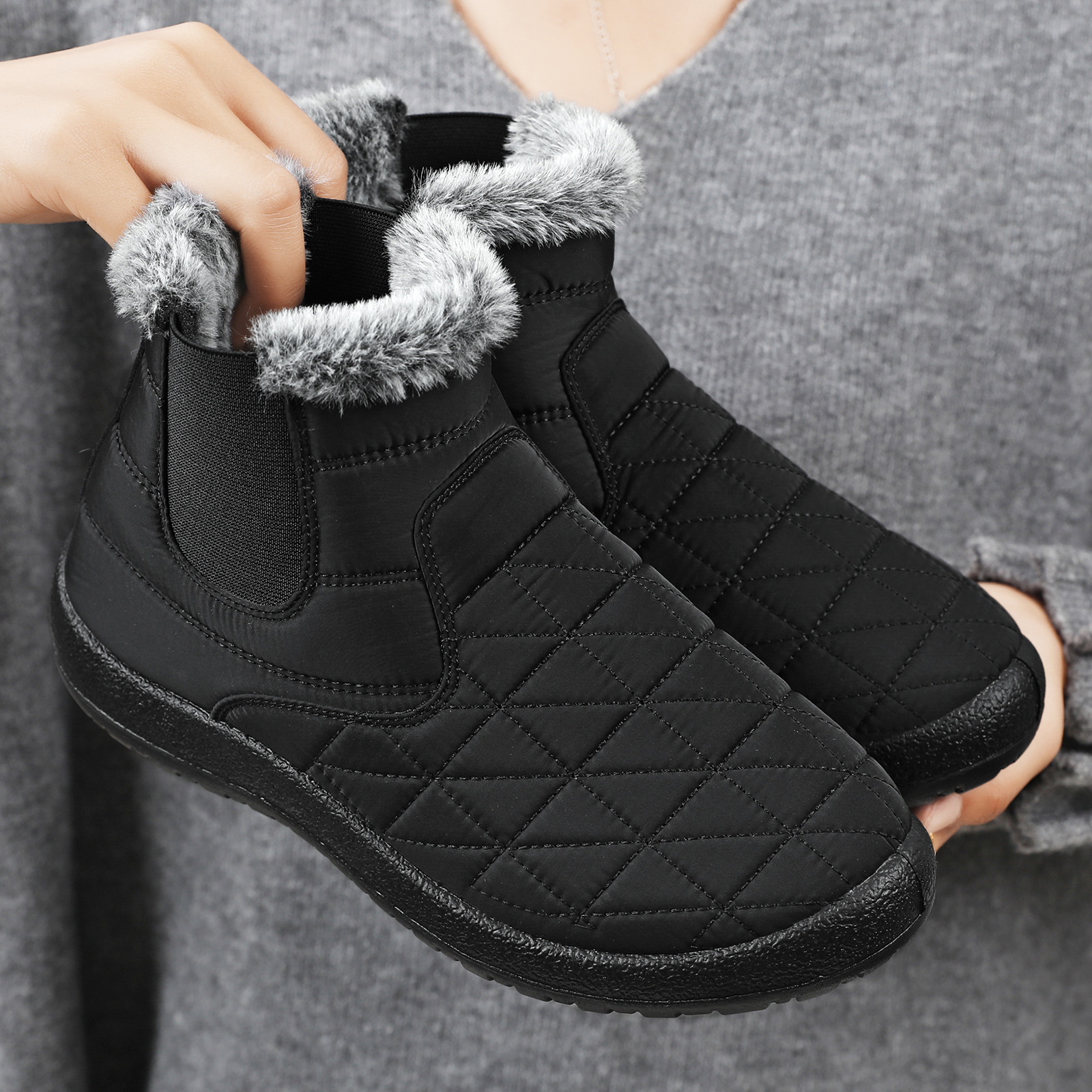 Women's snow boots, winter cross-border trade cotton shoes, cold-proof and warm cotton boots, fleece and thickened women's boots, versatile women's shoes details Picture